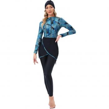 Burkini de Patchwork para mujer, traje de baño musulmán de manga larga, 3 piezas, talla 4XL, 2022