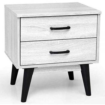Mobiletto Design Moderno con 2 Cassetti in Legno Bianco