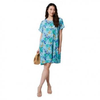 Blue Floral Izabel London Shift Dress – 1/2 Sleeve, Knee Length, Size M
