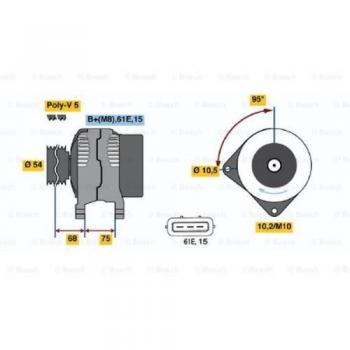 Bosch 0986044841 Alternator 14 V