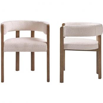 Chaises Getah – Lot double, chêne massif, tissu bouclette Naturel