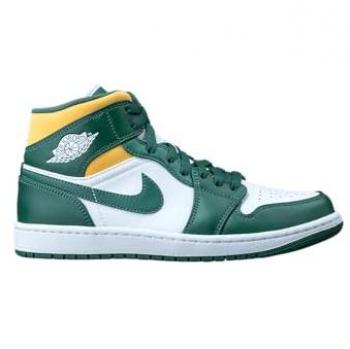 Nike Air Jordan 1 Mid – Cuir vert, lacets pour hommes