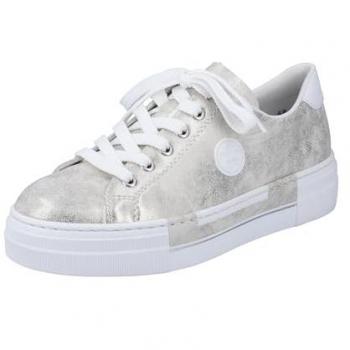 RIEKER Sneaker Damen – Grau Metallic, Plateausohle, Größe 35