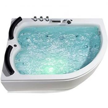 Supply24 Whirlpool Palermo Doppelwanne XXL, 15 Massage Düsen, LED Unterwasserlicht, Wasserfall – 2004