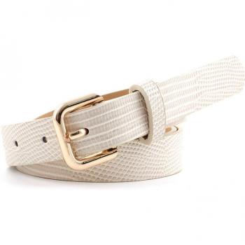 Ladies' Solid Color Waist Belt with Gold Square Pin Buckle