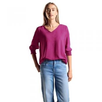 Blouse smockée rose pour femme