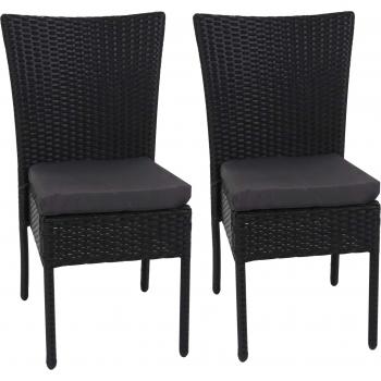 Chaises de balcon en poly-rotin noir
