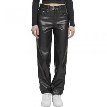 Urban Classics Pantaloni in pelle sintetica nera modello dritto 26