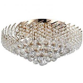 Plafonnier cristal et métal doré Karolina Ø 51 cm 9 ampoules