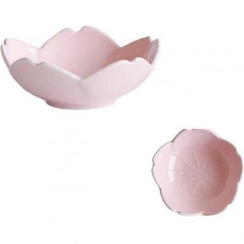Pink Sakura Tableware Set with Flower Plates and Chili Sauce Dish