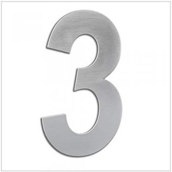 Numero Civico Esterno 16 cm in Acciaio Inox AISI 304, Installazione Adesiva, Modello 3