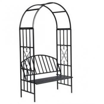 Gloriette 2202005 arche à rosiers avec banc de jardin en métal