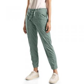 Jogger Pants STREET ONE Gr. 46, Länge 28, grün (mindful grün), Damen, Web, 98% Baumwolle, 2% Elasthan, unifarben, Hosen, in Cord-Optik