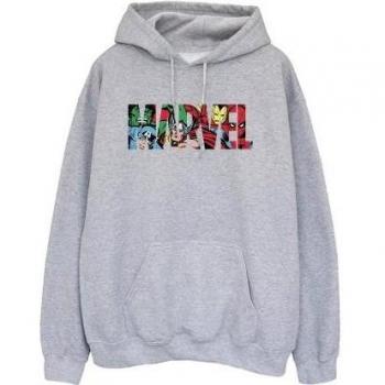 Sudadera XXL Marvel Comics Con Logo de Infill, Capucha, Blanco