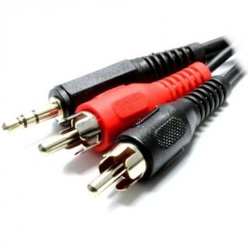 5mm Stereo Jack to 2 RCA Phono Plugs Audio Cable Lead Nickel 5m