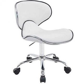 Tabouret de bureau Las Vegas V2 en similicuir, blanc