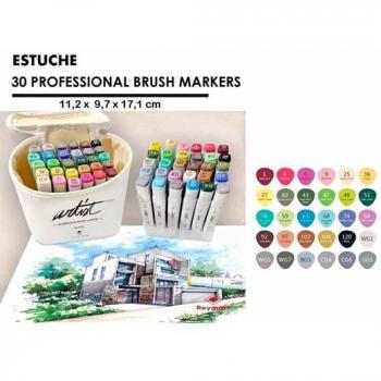 ROYMART ROTULADORES CANVAS LUXE PROFESSIONAL BRUSH MARKER 30 COLORE MALETINES ARTIST Y LITTLE 11x9x17 Cms