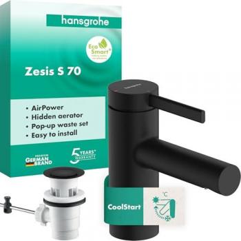 Zesis S 70 CoolStart Mezclador Monomando para Lavabo, Negro Mate, Hansgrohe