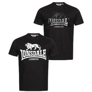 Lonsdale Kelso Camiseta Negra, talla S – Set de 2 piezas
