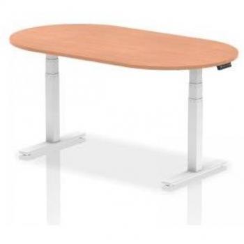 Impulse 1800mm Height‑Adjustable White Beech Top Boardroom Table