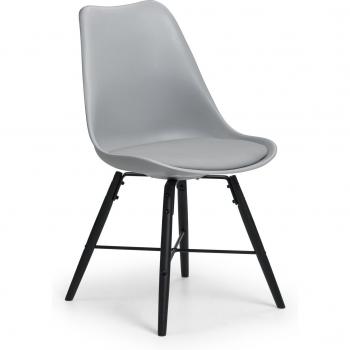 Kari Dining Chairs Set of 2, Grey Faux Leather