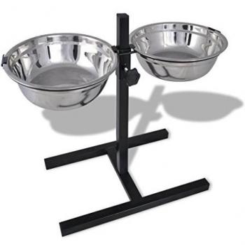Struttura per ciotole da alimentazione per cani, 2 x 2,6 L, ciotole in acciaio inox