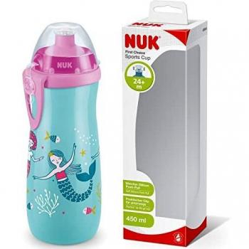 NUK First Choice+ Sports Cup | 24+ mesi | Beccuccio push-pull anti-goccia | Clip e coperchio protettivo | Senza BPA | 450 ml | Red Fire Truck