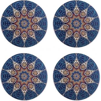 4Pcs Round Ceramic Coasters with Cork Backing