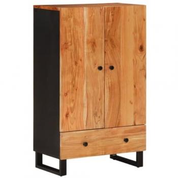 Credenza 60x33x100 cm in Legno Massello di Acacia e Metallo