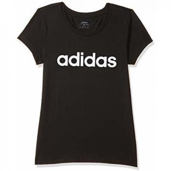 Adidas YG E Lin Tee T-Shirt Enfant Noir/Blanc FR : M (Taille Fabricant : 116)