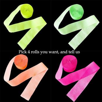 4 Rollen Leuchtende Krepppapier-Girlande für Neon-Party-Dekoration