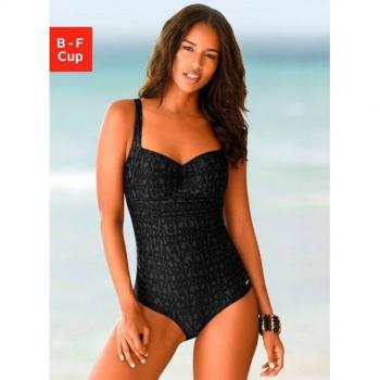 Lascana Schwarz-Grauer Badeanzug für Damen, Gr. 42C