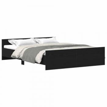Elegantes Bettgestell Eiche Schwarz 160x200 cm