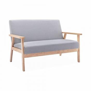 Sofá-Banco de Madera y Tela Isak, 2 plazas, dimensiones 114x69.5x73 cm