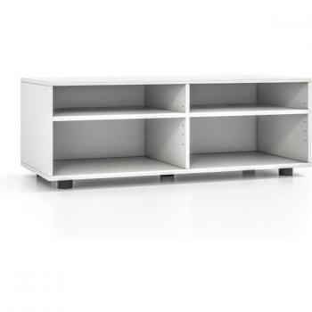 Meuble TV en bois blanc pour téléviseur jusqu'à 45 pouces avec 4 compartiments et réglage en 5 directions