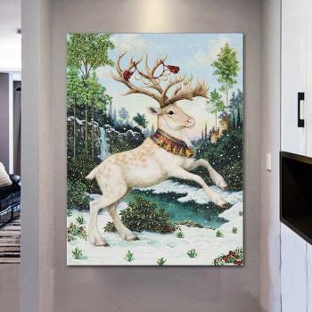 Décoration Murale 5D Cerf et Neige 20x30CM
