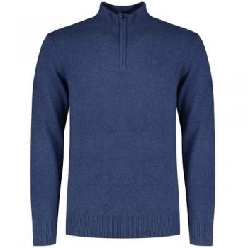 Hackett Maglione Blu Chambray con Mezza Zip in Lambswool XL