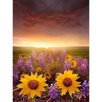5D DIY Diamant‑Kreuzstich‑Set – Runder Sonnenblumen‑Effekt 20 × 30 cm