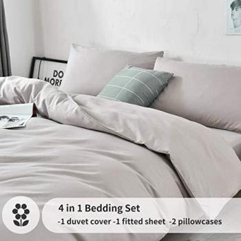 RUIKASI King Size 4 Piece Bedding Set with Non-Iron Soft Microfiber Material
