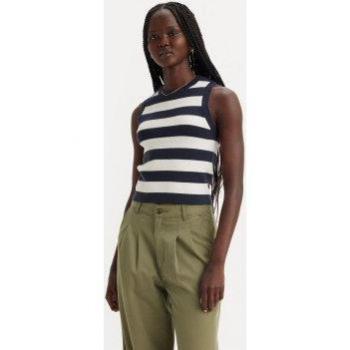 Levi's Ocean T-Shirt Sleeveless for Women Abalone Stripe Nightwatch M