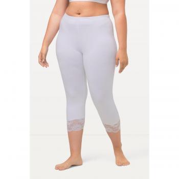 Cotton Lace Trim Capris for Plus Size Women, White, Size 24/26