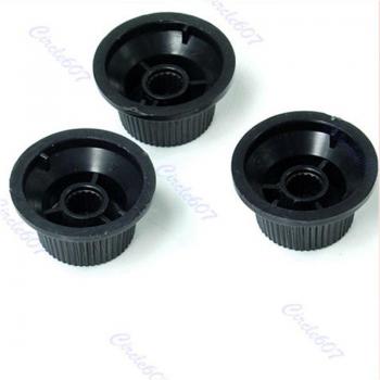 Electric Guitar Potentiometer Knob Cap 1 Volume 2 Tone Black