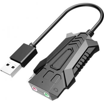 Carte son USB portative avec entrée microphone et sortie écouteurs pour Windows/Mac/Linux