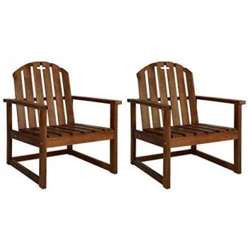Sedia da giardino in legno massello di acacia, 2 pezzi
