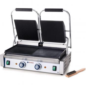 Grill de contact double moitié lisse moitié rainuré