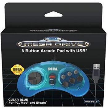 RetroBit Official SEGA Mega Drive USB Pad – 8 Buttons – Blue