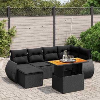 Confort Jardin Prolenta Premium 7 pcs + coussins noirs en résine tressée