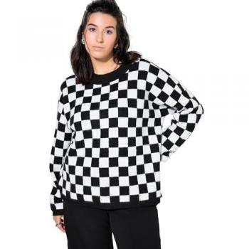Boxy Shape Pullover Damen, große Größen, schwarz, Karomuster, Studio Untold