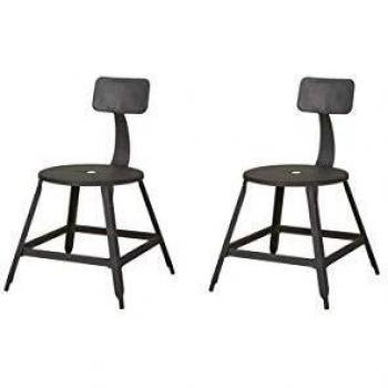 Chaises de repas industrielles, noires, 51cm x 41cm x 83cm, par 2