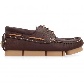 Men's Fendi Deck Leather Boat Shoes (Brown) – 9 US